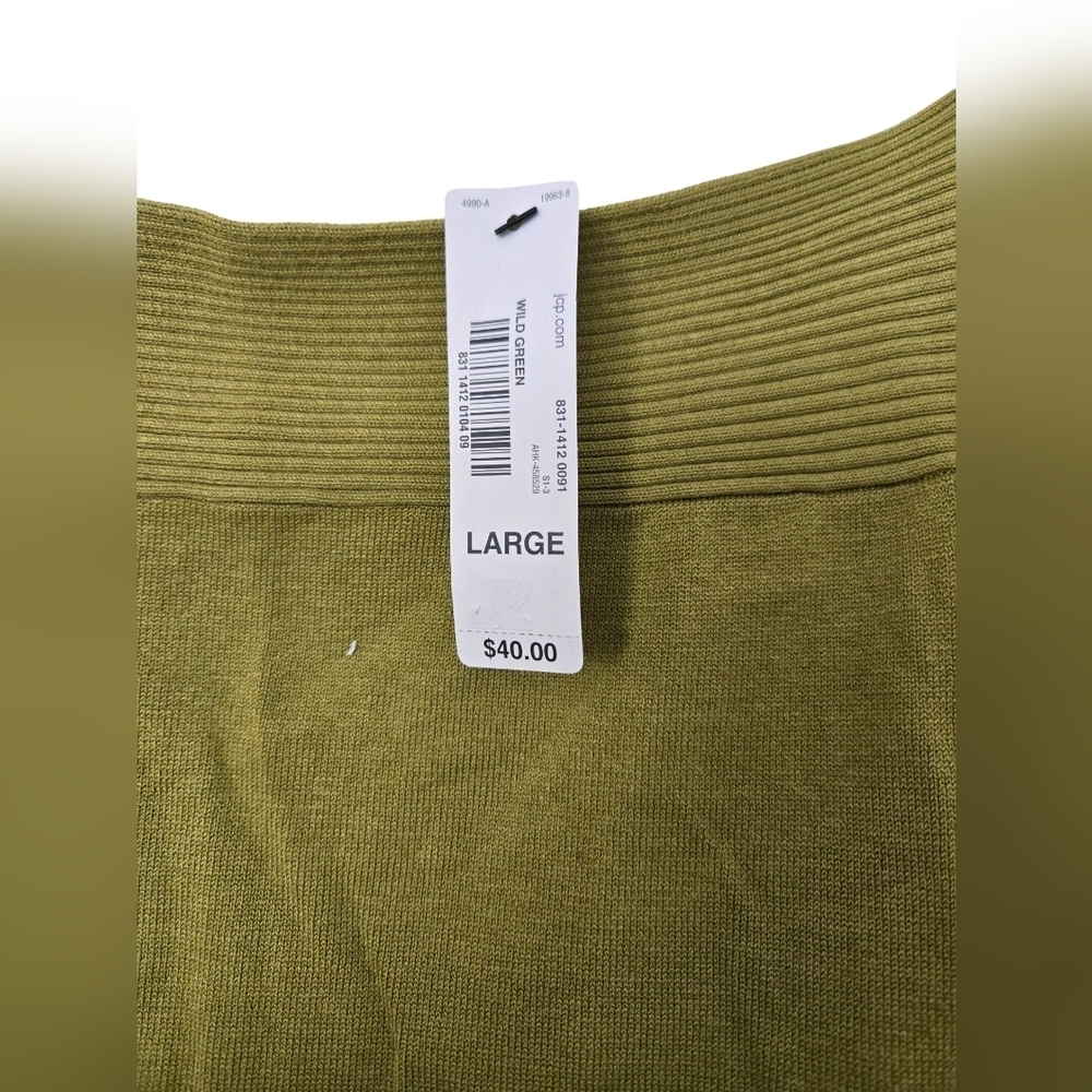 Worthington Women's Olive Green Ribbed Top Size Lg - Picture 4 of 5